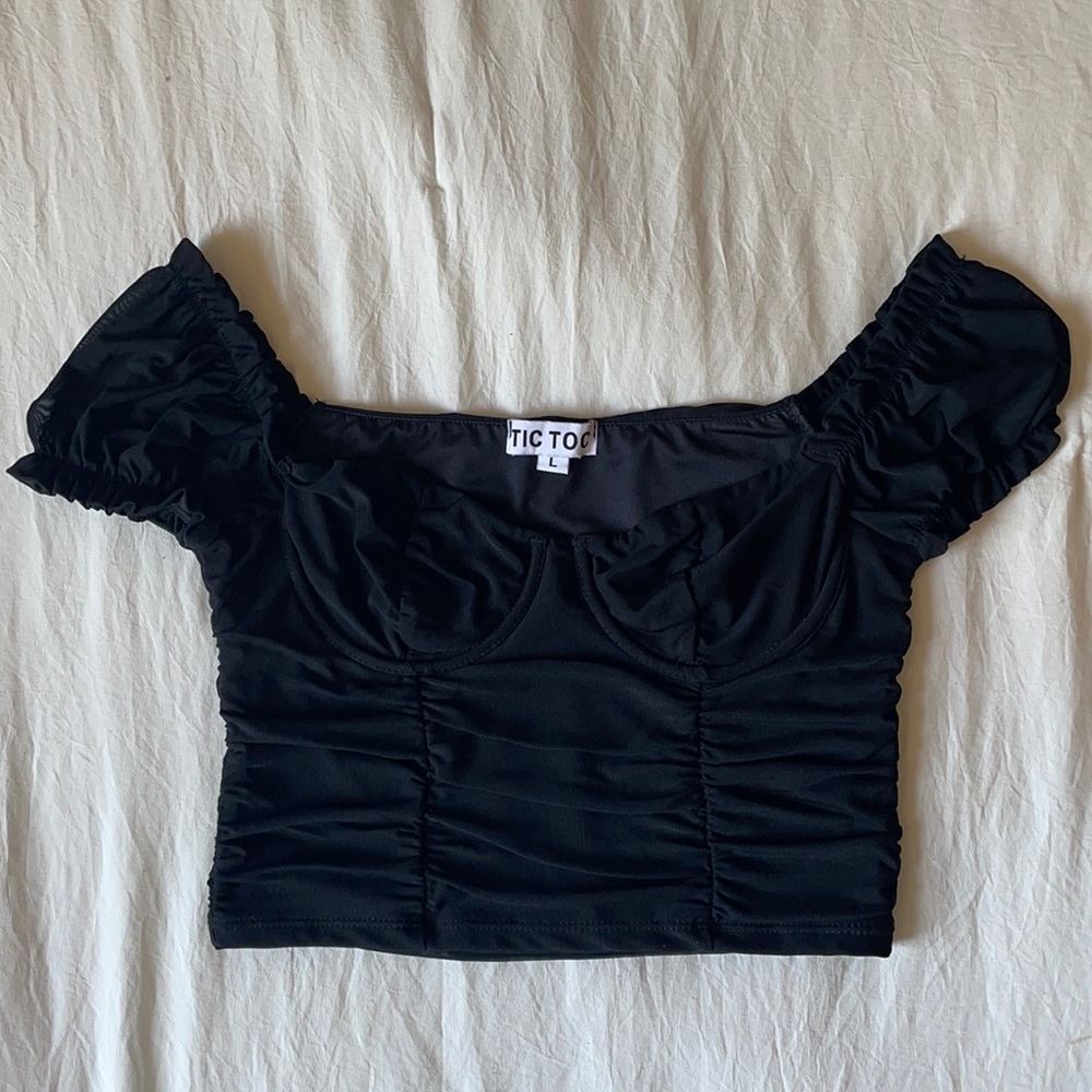 Meshed ruched crop top